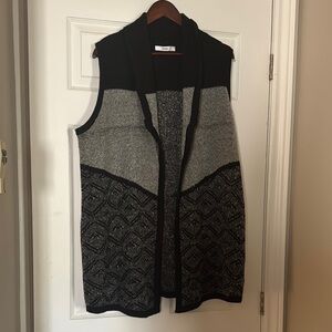Alia Black and Gray Cardigan Sweater with Textured Knit